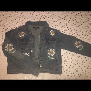 Forever 21 denim jacket with daisy embroidery